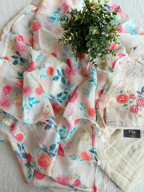 M size printed muslin readymade suit set