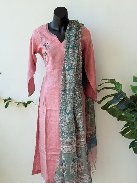 Size 42 - Pink pure linen suit set