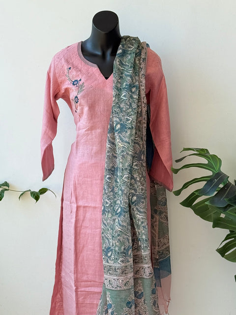Size 42 - Pink pure linen suit set