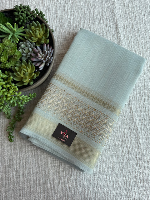 Pastel Blue weaving border tissue saree