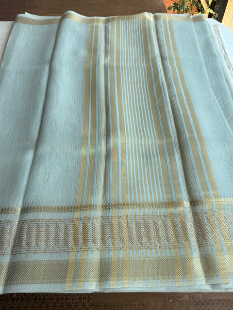 Pastel Blue weaving border tissue saree