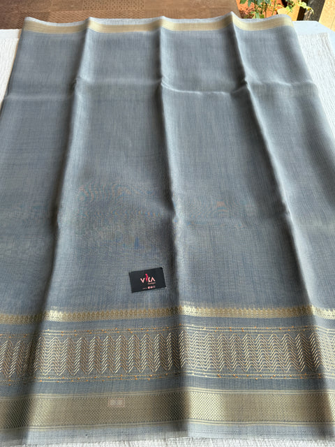 Light Grey weaving border tissue saree