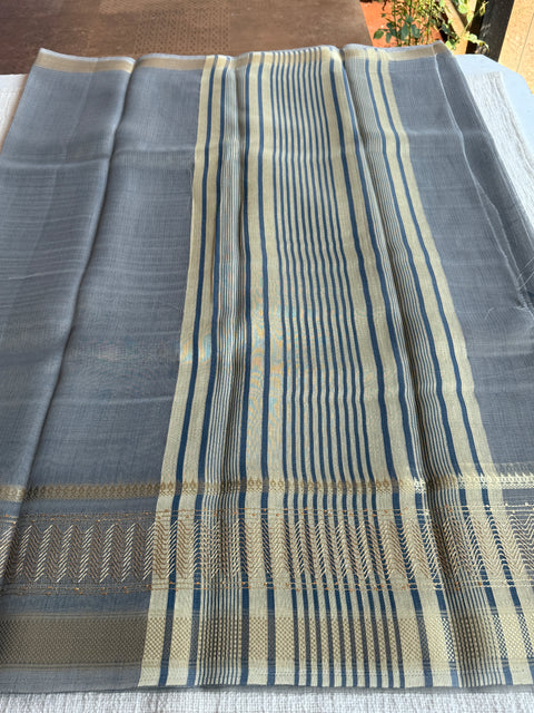 Light Grey weaving border tissue saree