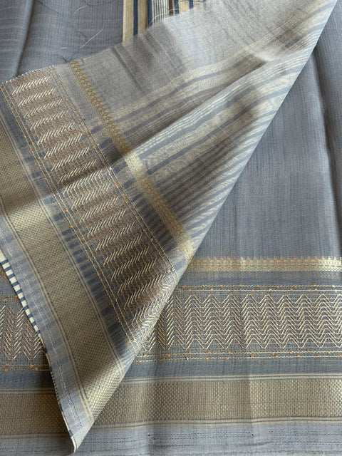 Light Grey weaving border tissue saree