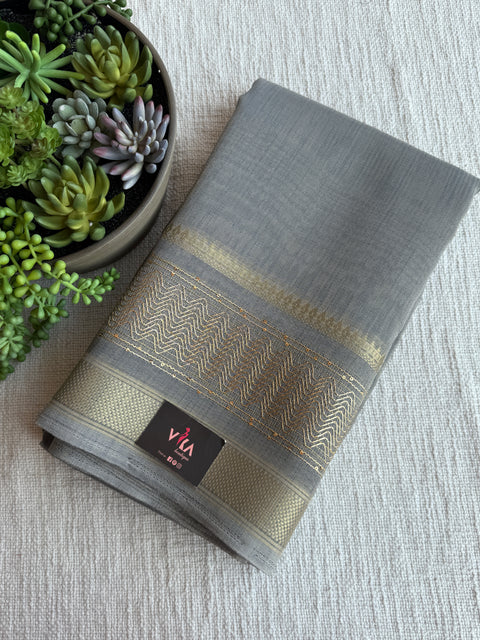 Light Grey weaving border tissue saree