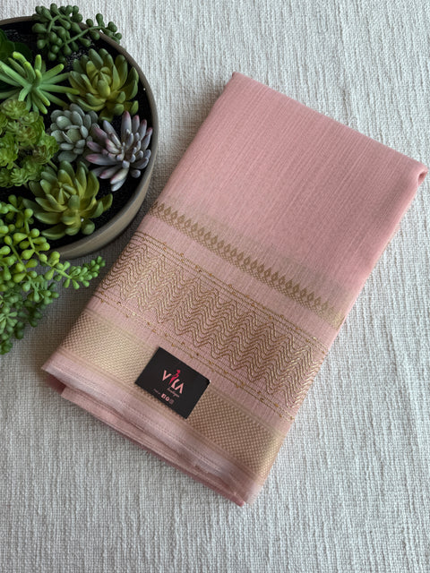 Peach weaving border tissue saree