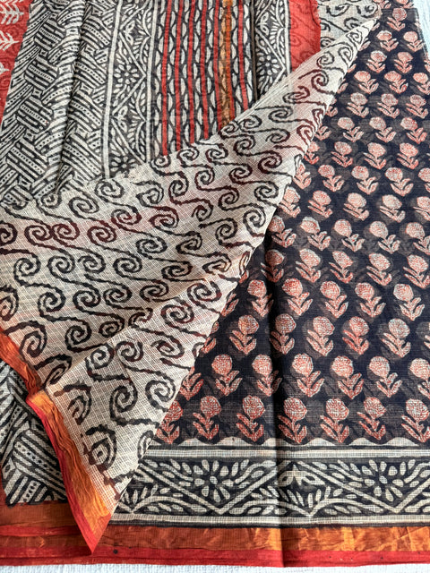 Printed kota cotton saree