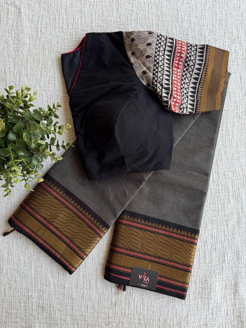 Cotton saree with Ready blouse - size 36