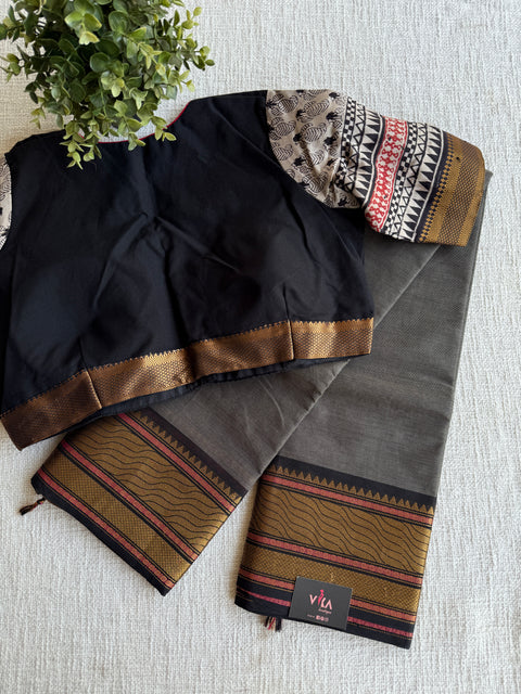 Cotton saree with Ready blouse - size 36