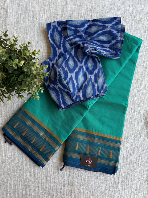 Cotton saree with Ready blouse - size 36