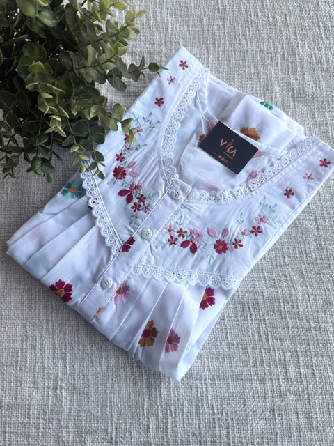 Embroidered poly cotton nighty