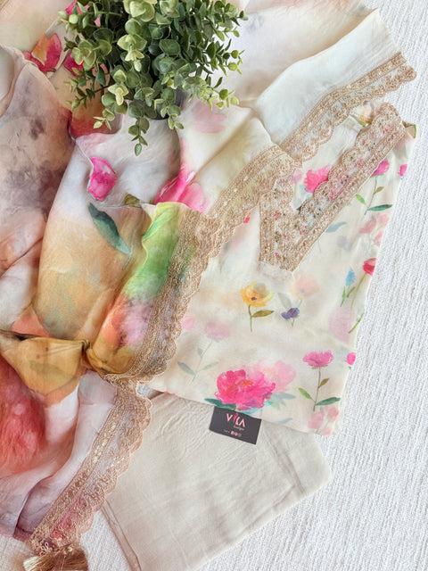 Floral printed muslin salwar suit material