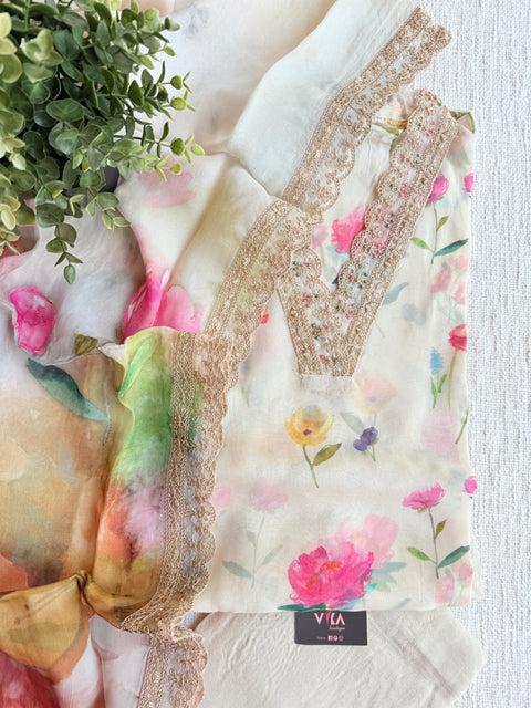 Floral printed muslin salwar suit material