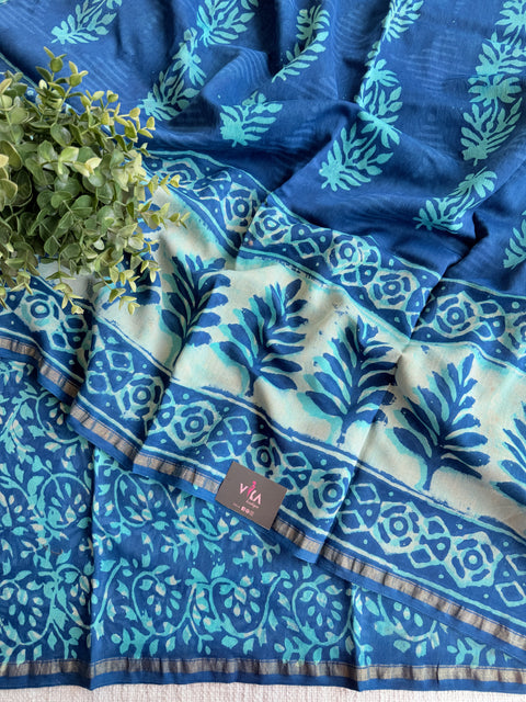 Bagru printed chanderi saree