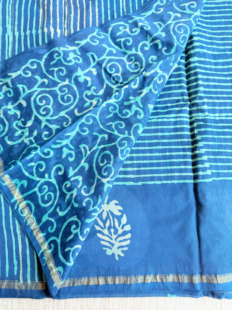 Bagru printed chanderi saree