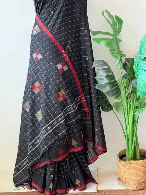 Handspun pure jamdani cotton saree