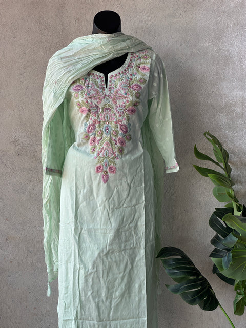 Light Green pure cotton kurti pant set