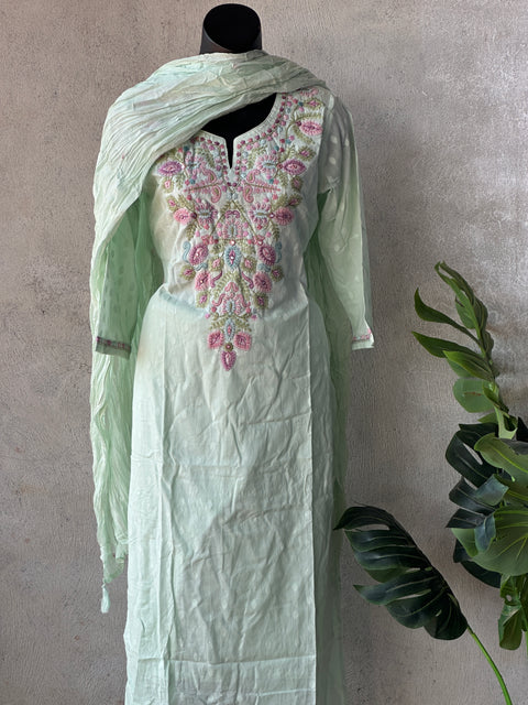 Light Green pure cotton kurti pant set