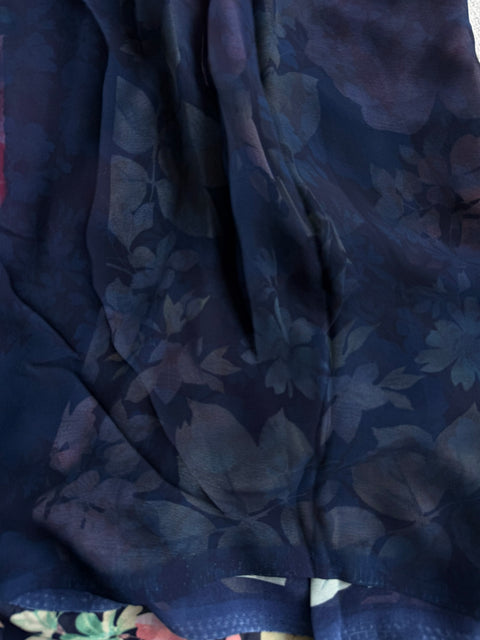 Floral printed georgette saree