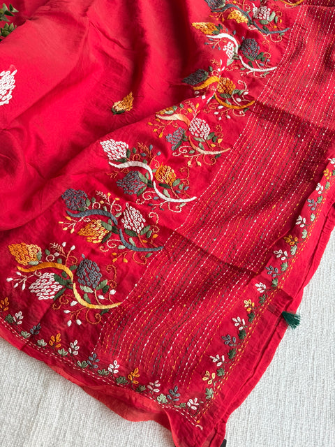 Emb Mul chanderi saree