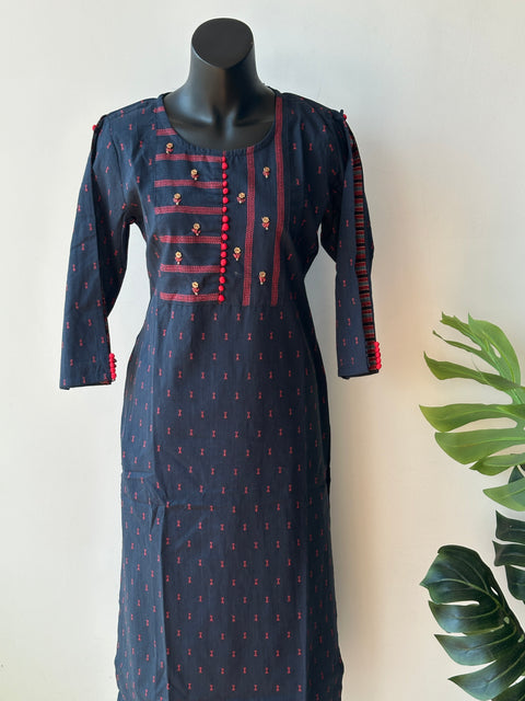 Dark blue pure cotton kurta pant