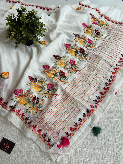 Emb Mul chanderi saree