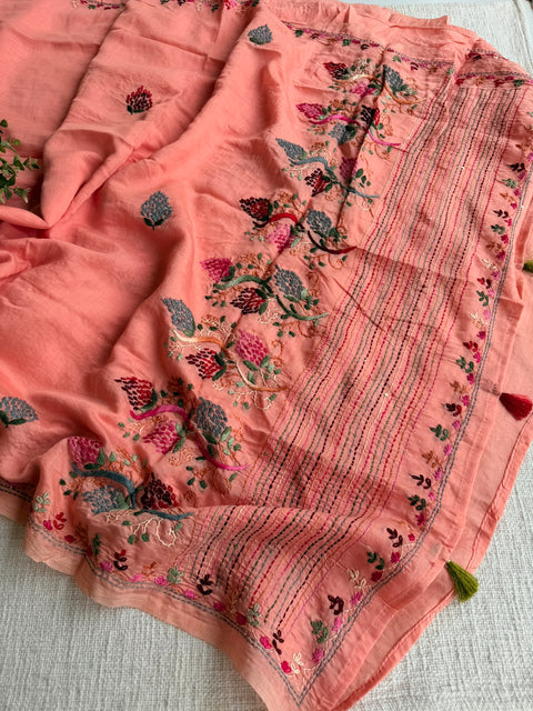 Emb Mul chanderi saree