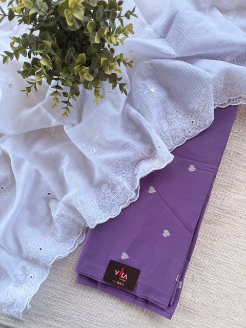 Handloom cotton suit set with white dupatta