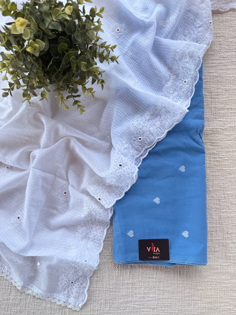 Handloom cotton suit set with white dupatta