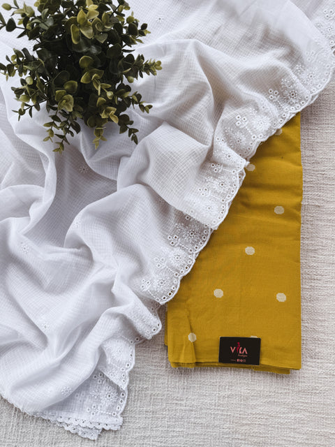 Handloom cotton suit set with white dupatta