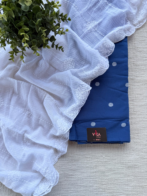 Handloom cotton suit set with white dupatta