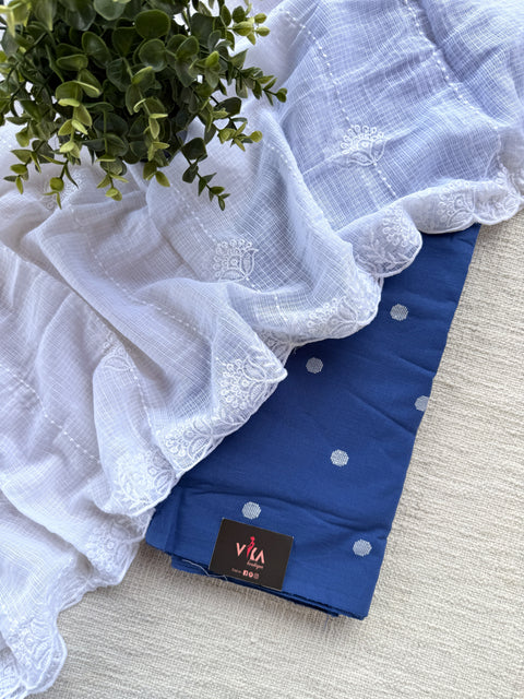 Handloom cotton suit set with white dupatta