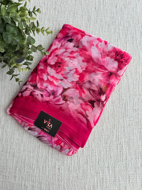 Floral printed pure chiffon saree