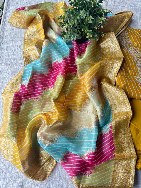 Shibori printed Russian crepe Ready set