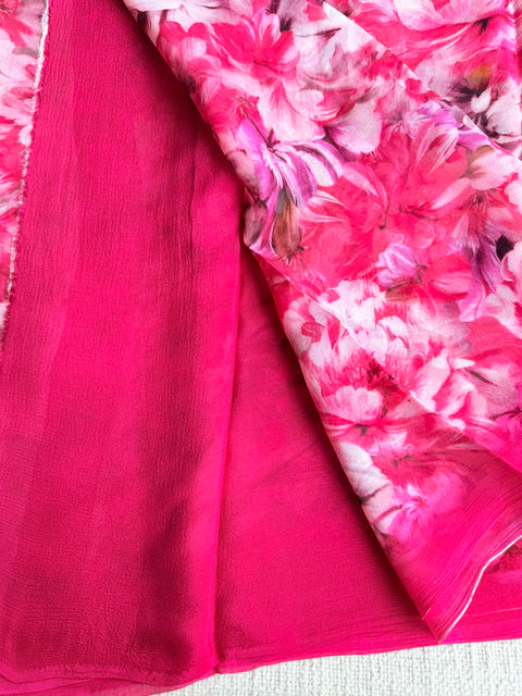 Floral printed pure chiffon saree