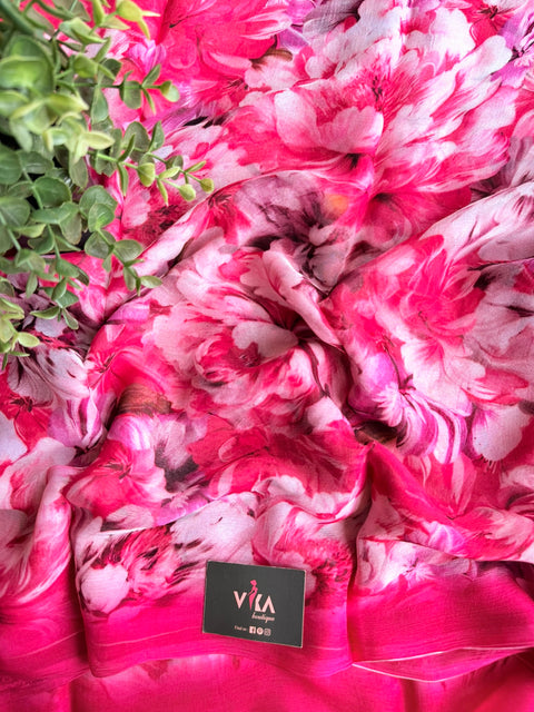 Floral printed pure chiffon saree