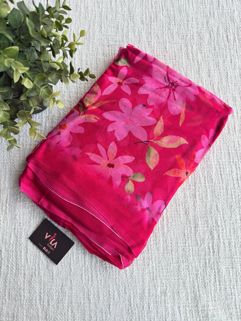 Floral printed pure chiffon saree