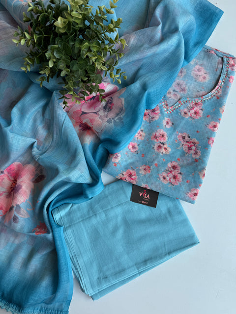 Printed linen cotton salwar suit material