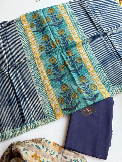 Handblock printed maheswari silk suit material