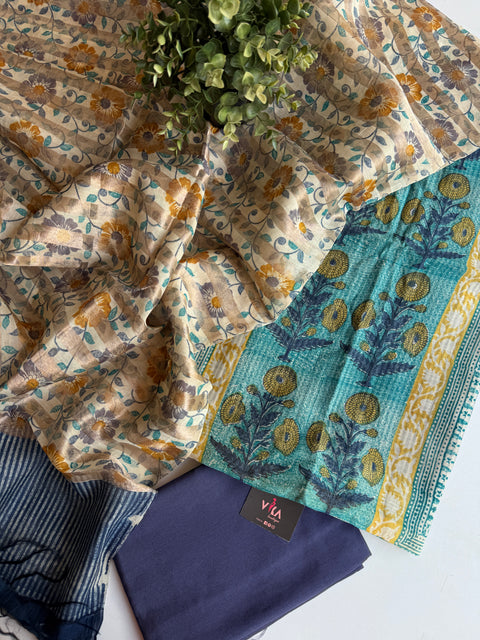 Handblock printed maheswari silk suit material