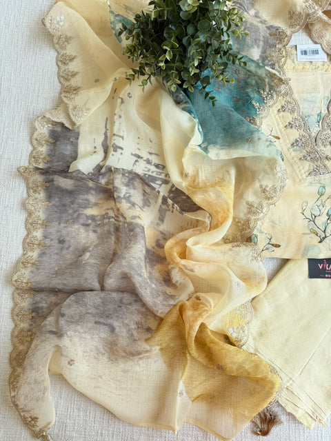 Printed organza suit material
