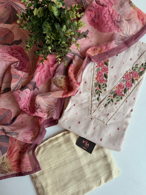Emb linen cotton salwar suit material