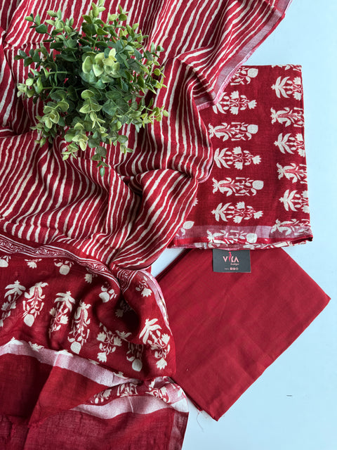 Printed cotton linen suit material