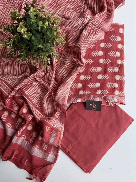 Printed cotton linen suit material