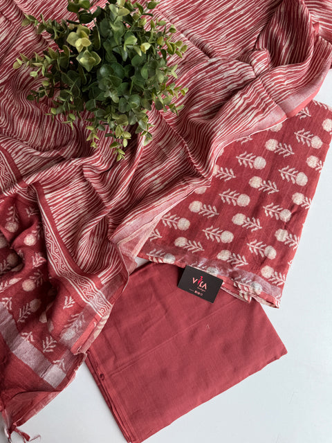 Printed cotton linen suit material