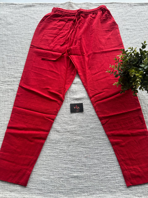 Red straight fit cotton pant