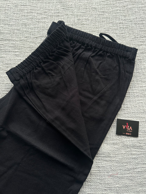 Black straight fit cotton pant