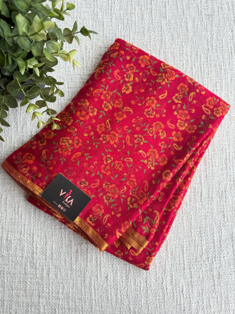 Floral Printed semi chiffon saree