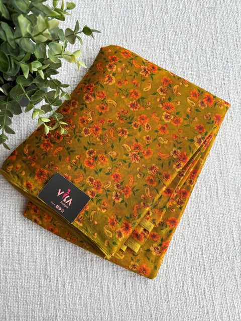 Floral Printed semi chiffon saree