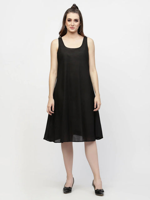 Black Polka Design Casual Dress